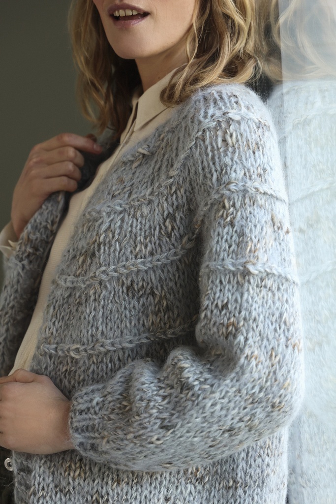 AMELIA CARDIGAN - PAVONE GREY/BLUE