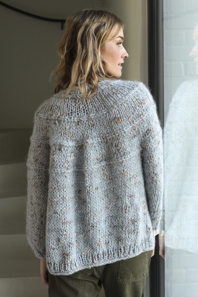 AMELIA CARDIGAN - PAVONE GREY/BLUE
