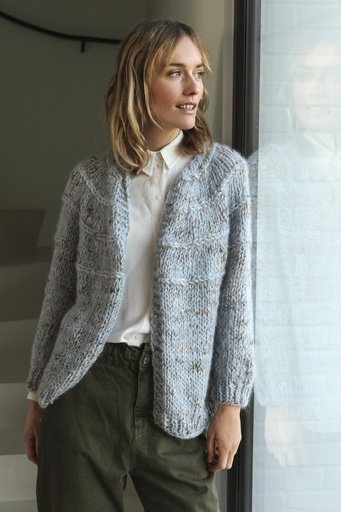 AMELIA CARDIGAN - PAVONE GREY/BLUE